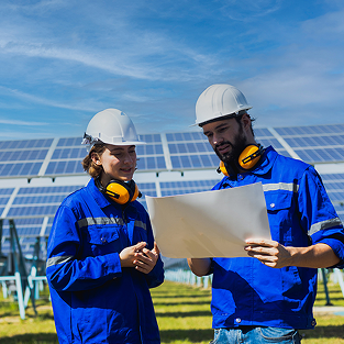 engineers checking solar panel male and female at 2025 01 29 03 27 13 utc